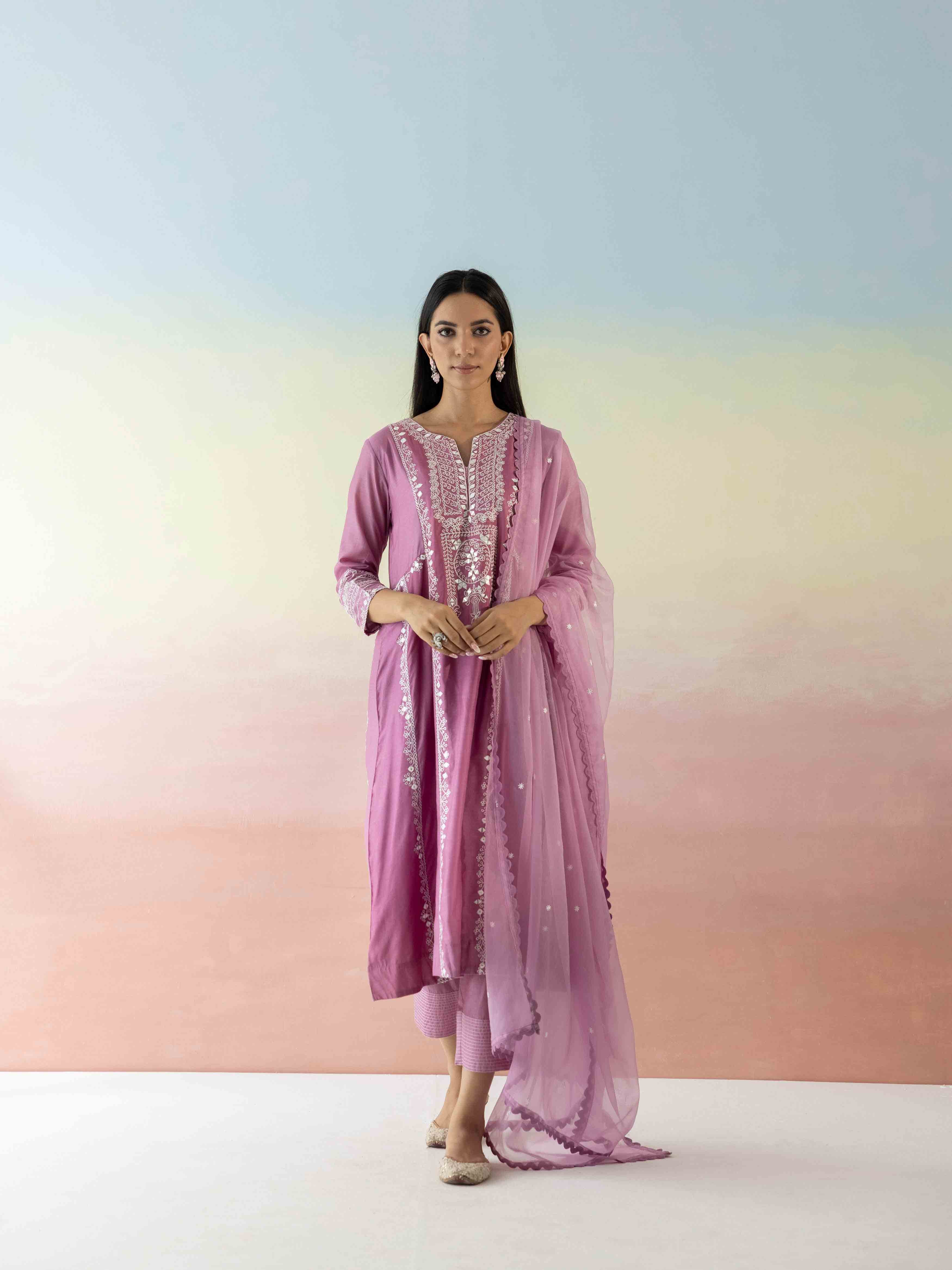 LILAC Embroidered Suit Set