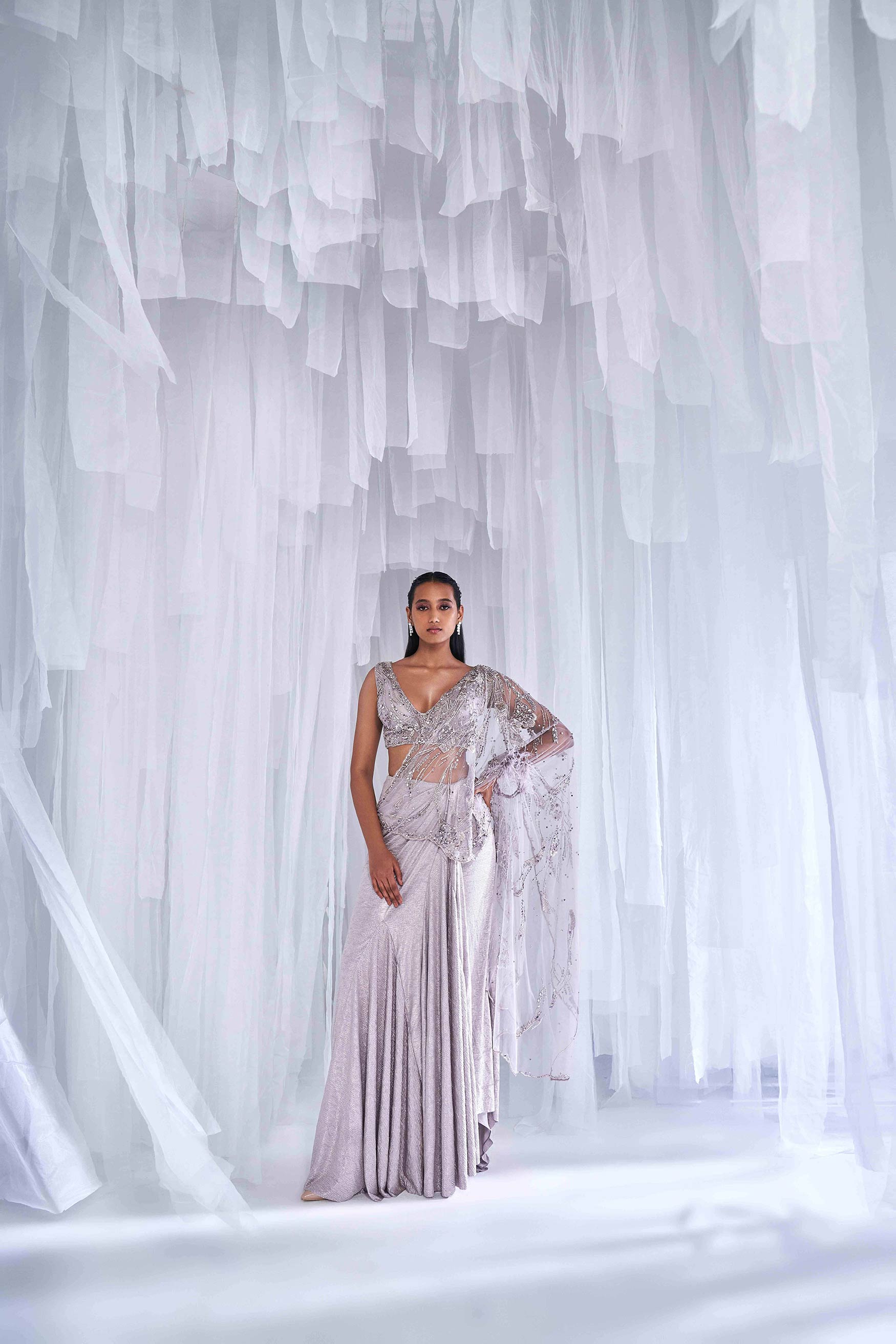 "Amoudi Ray" Drape Sari Gown Set
