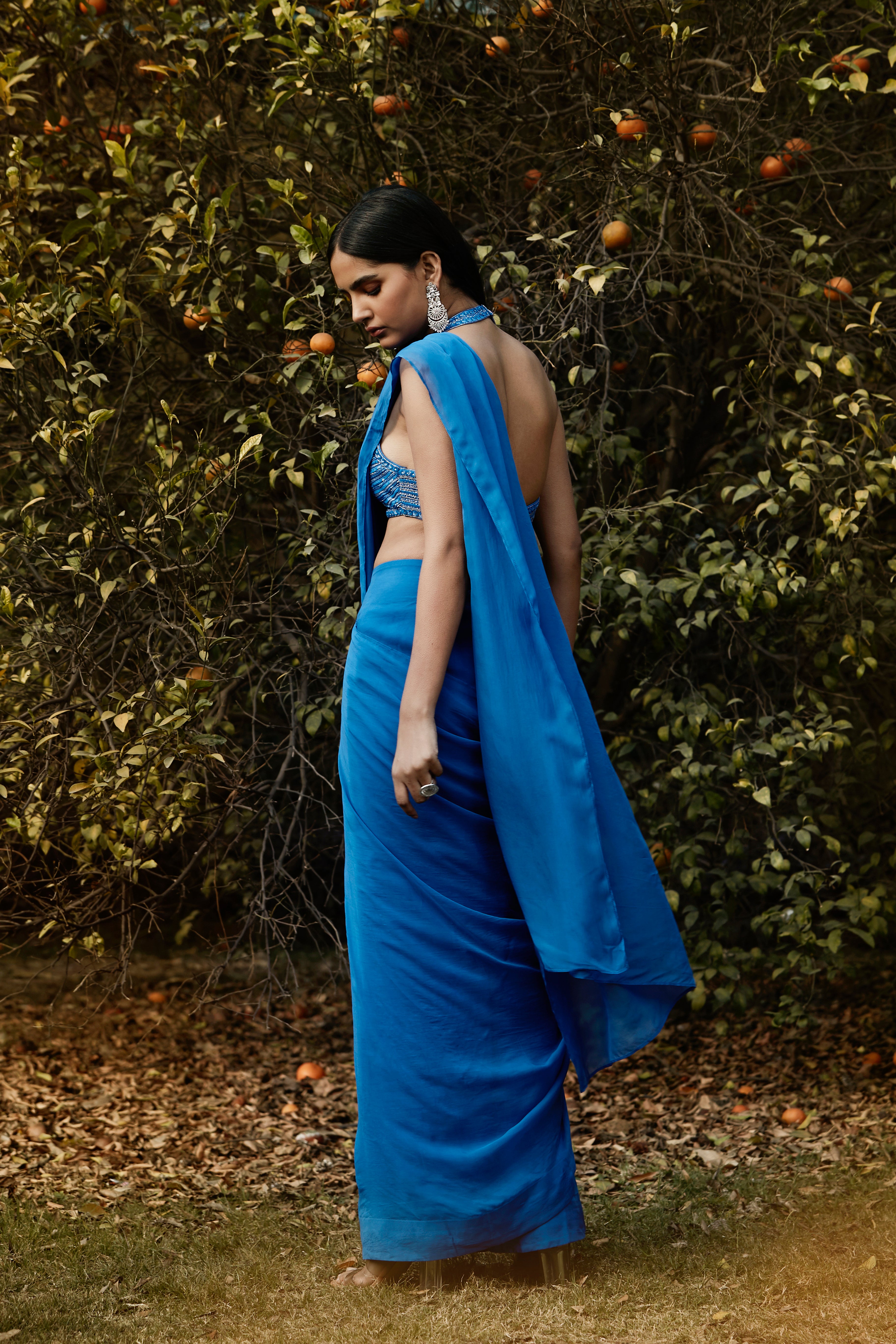 Royal Blue Elegance Draped Saree