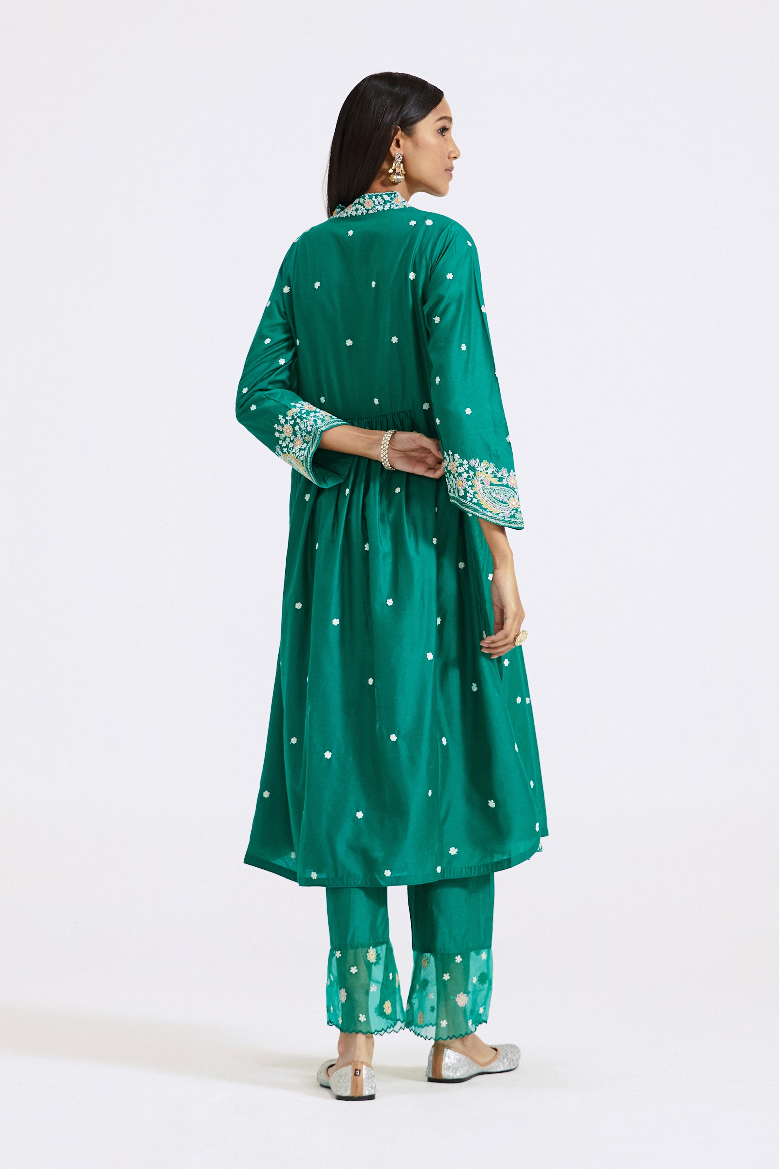 Green Embroidered Suit Set