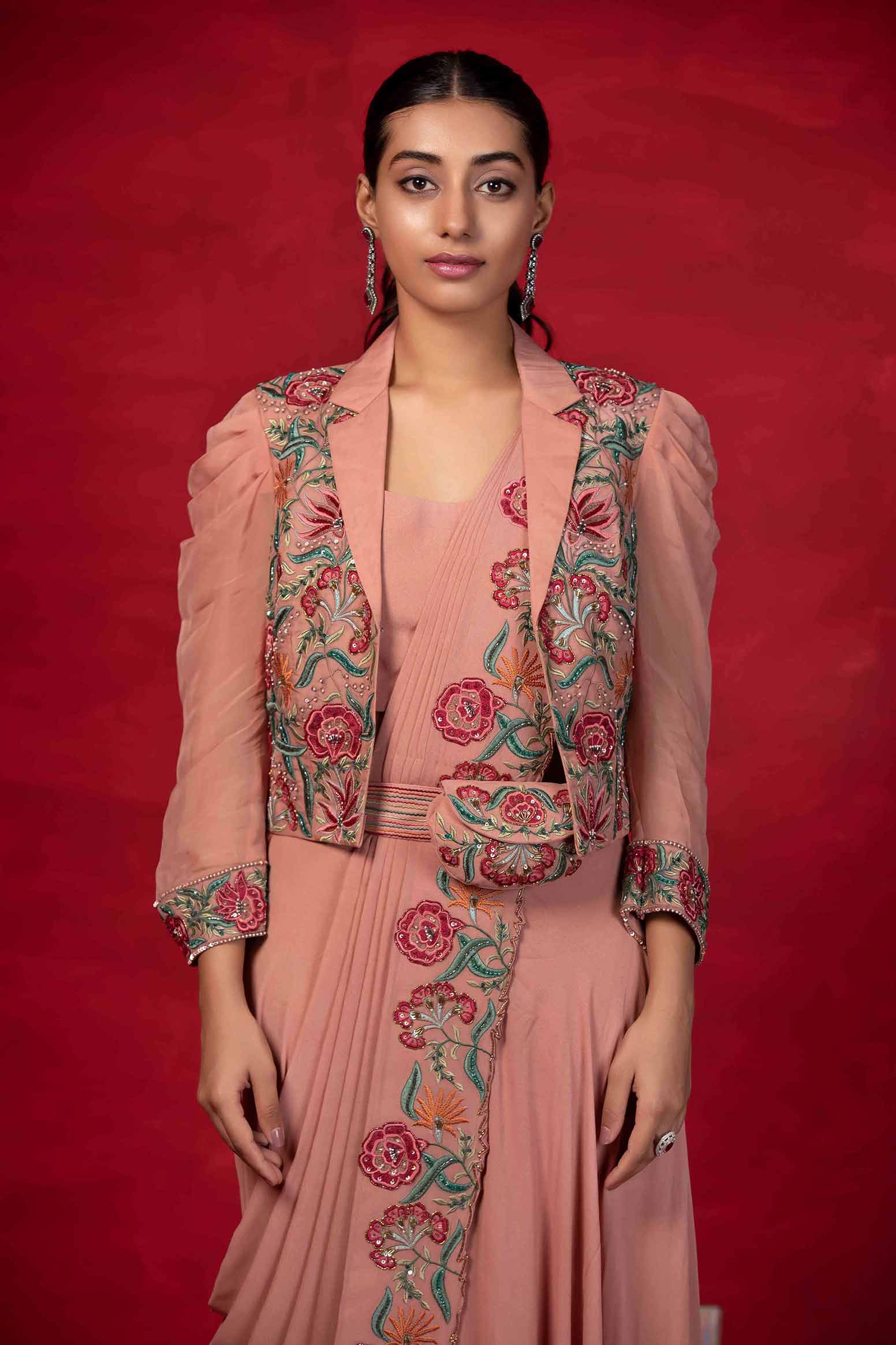 ENIPEUS PLAZO SAREE WITH EMBROIDERED JACKET