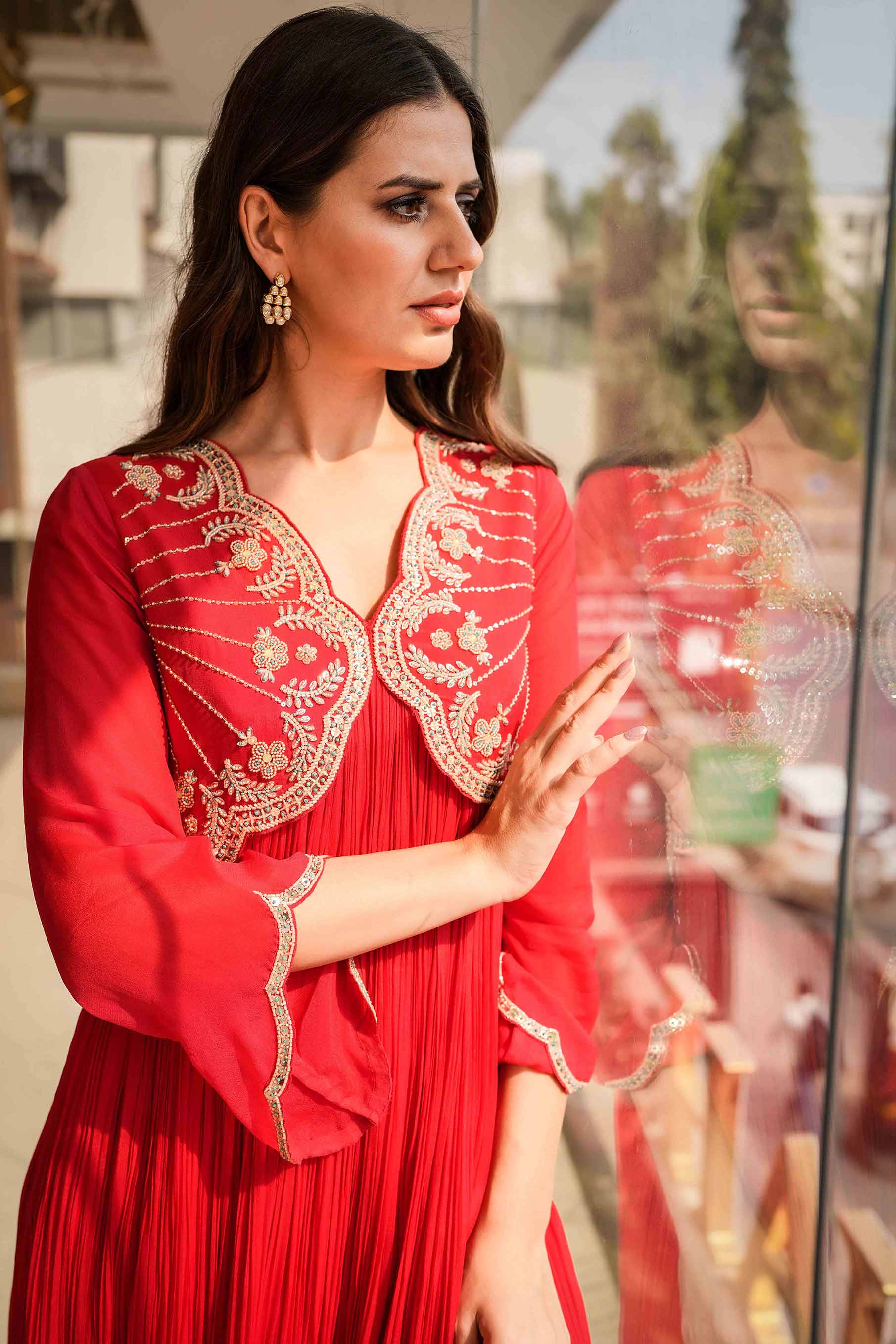 ASOS DESIGN mesh bandeau maxi dress with shrug cardigan in red floral | ASOS