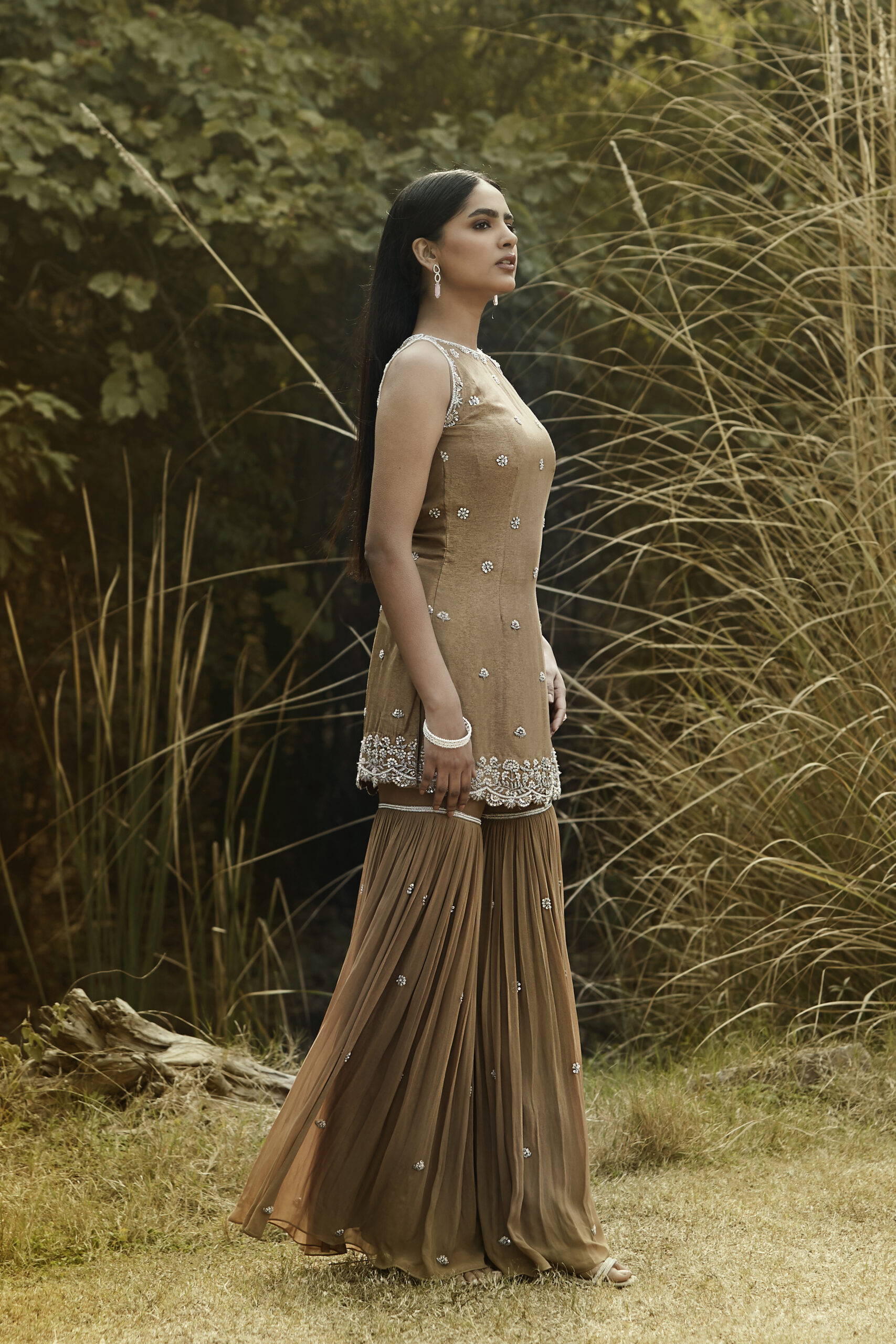Embroidered sharara suit