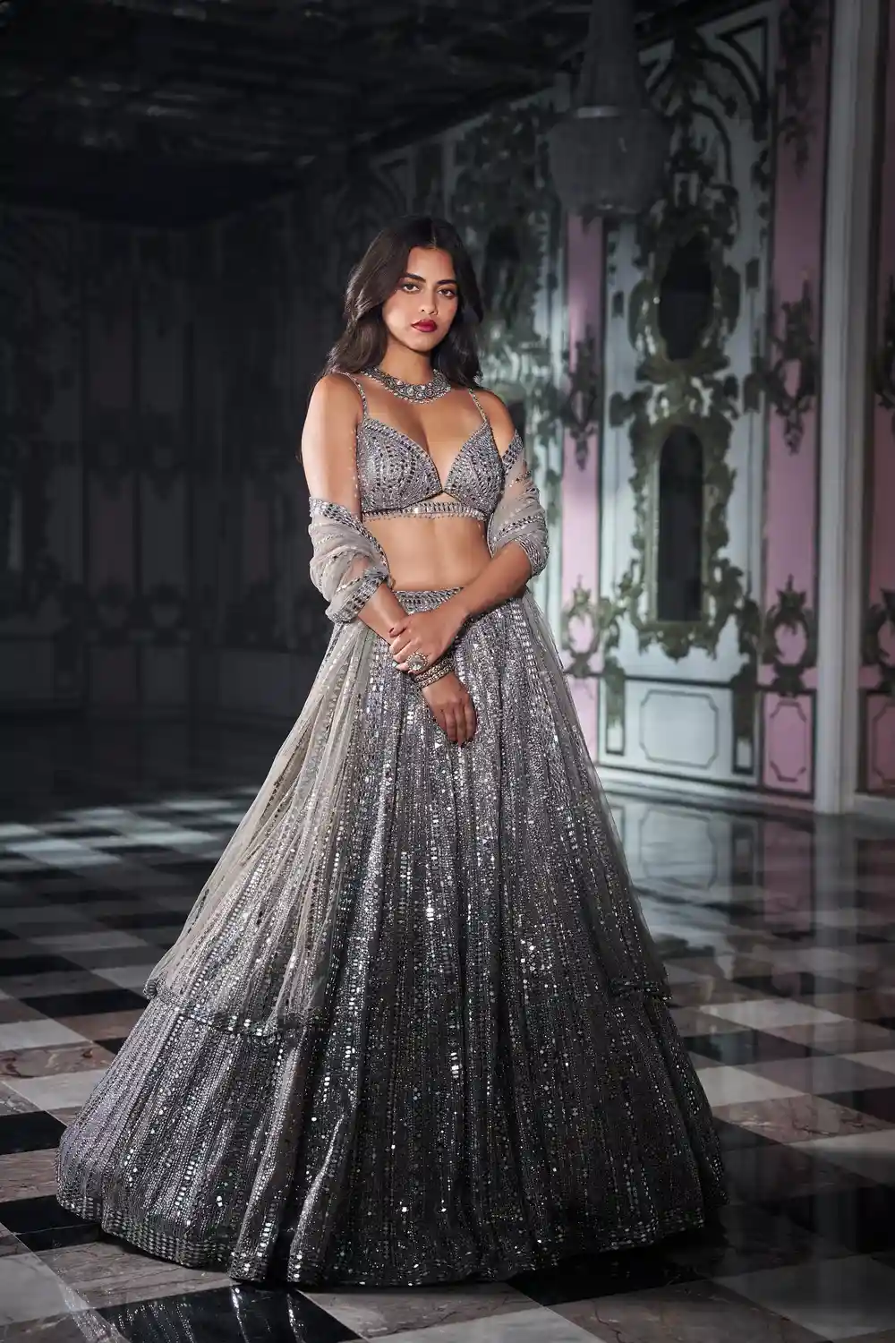 Antique Silver Wedding Lehenga
