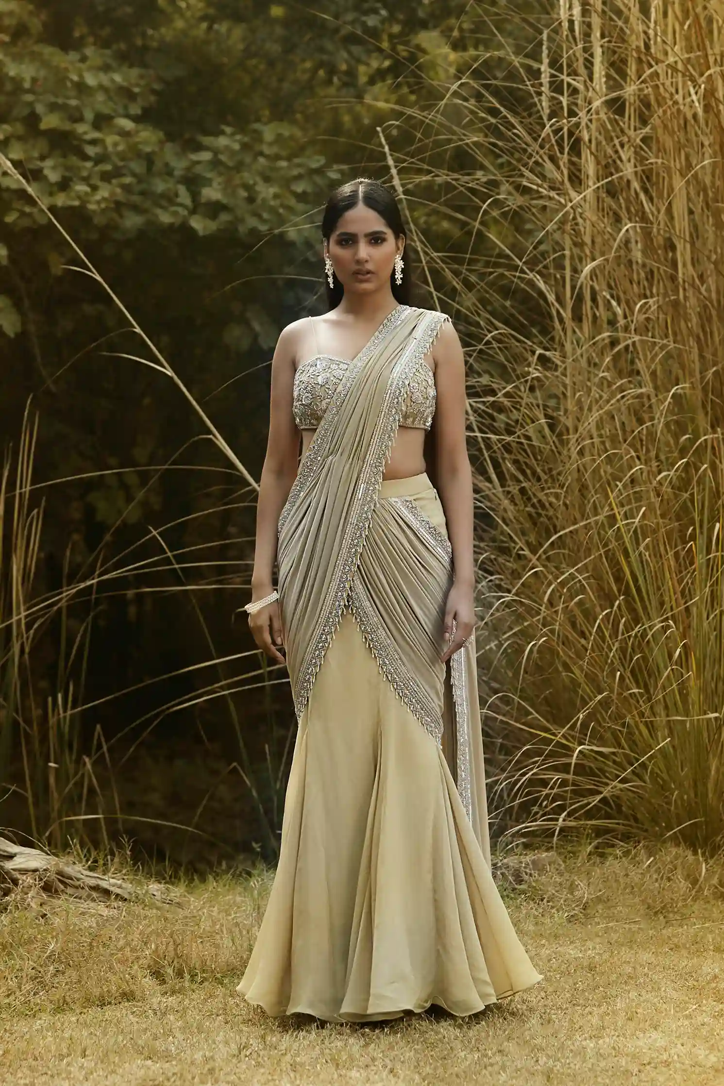 Pre-set saree