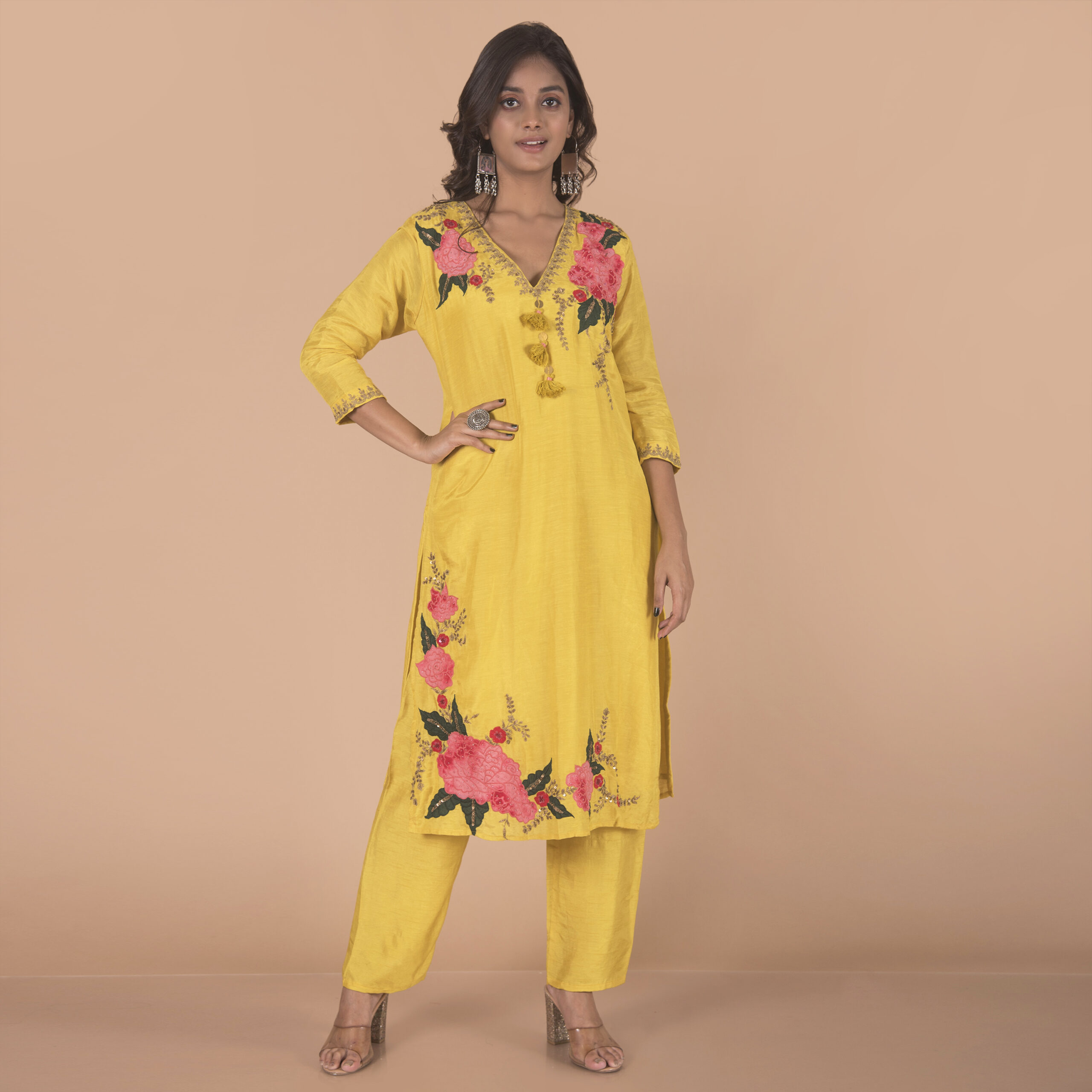 Canary Yellow Kurta with Straight-Leg Pants