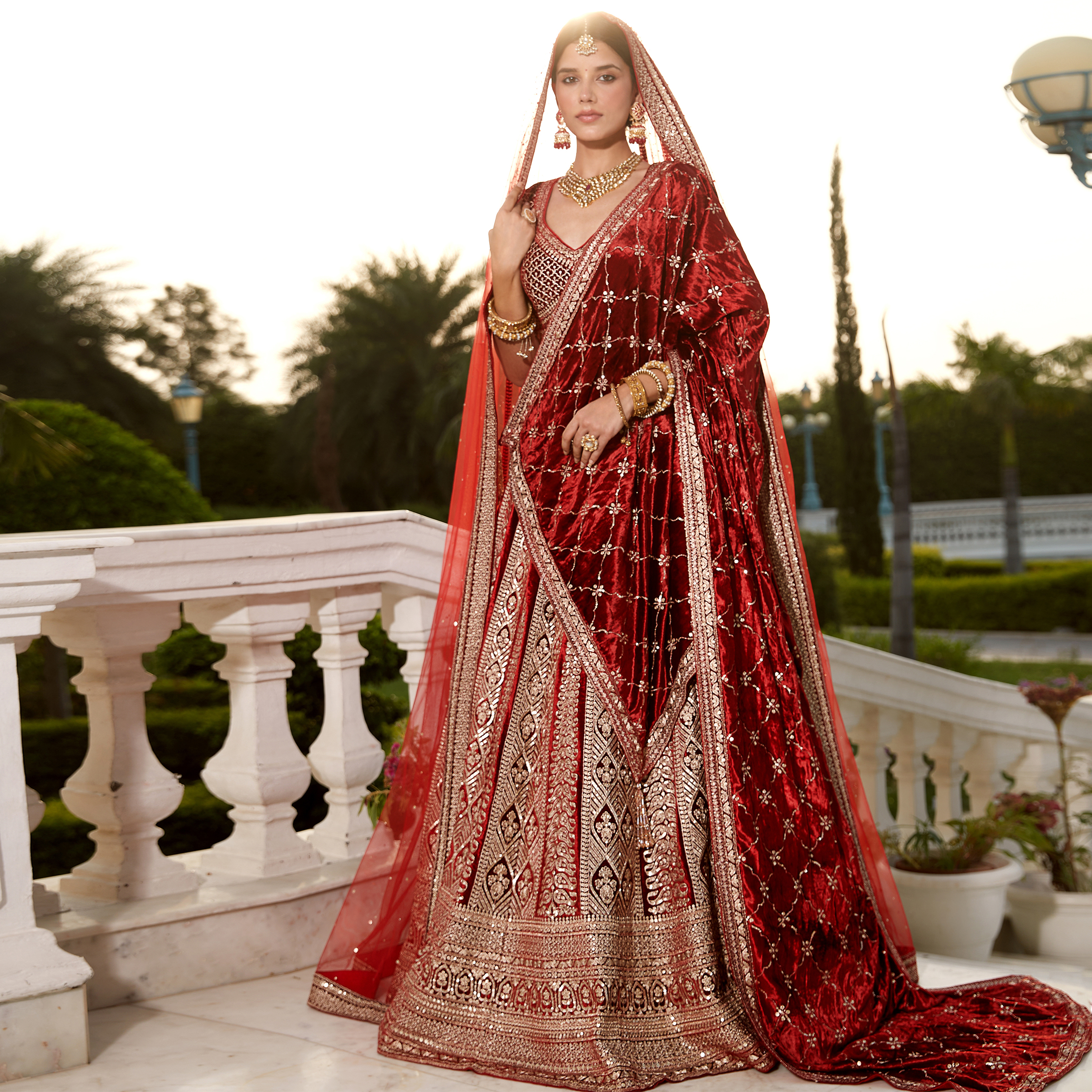 Red Velvet Bridal Lehenga