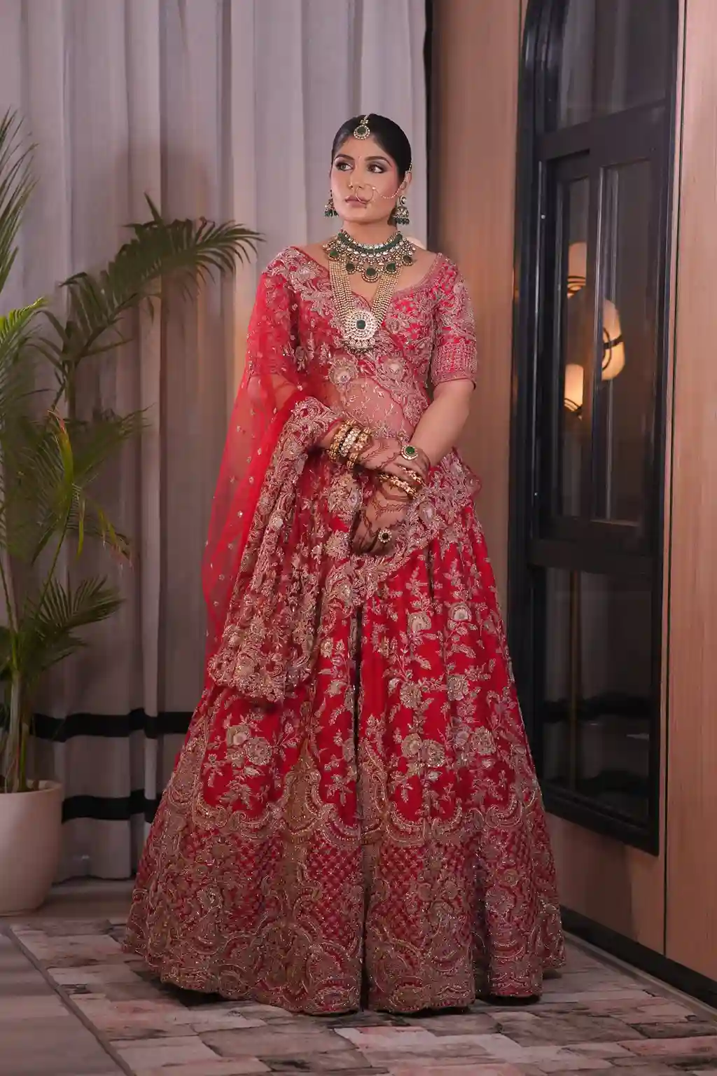 Scarlet Red Wedding Lehenga Choli