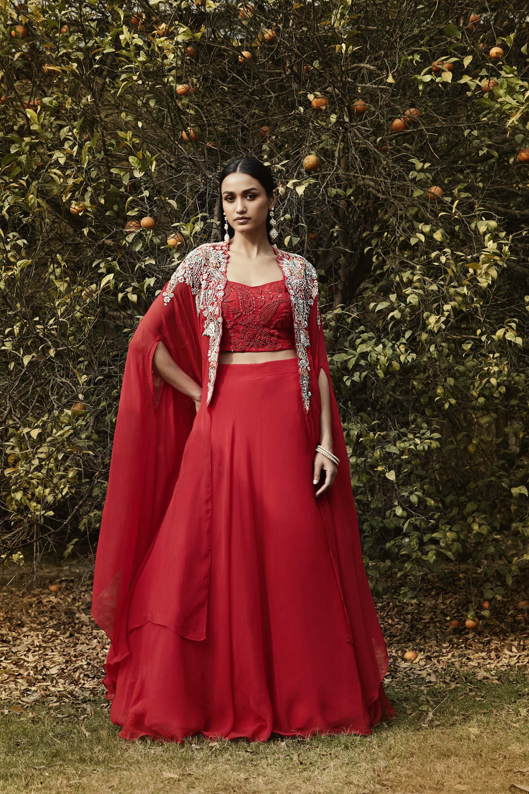 Jacket Cape with Skirt Set